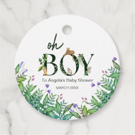 Etiquetas Para Recuerdos Oh chico Safari Animal Jungle White Baby Shower