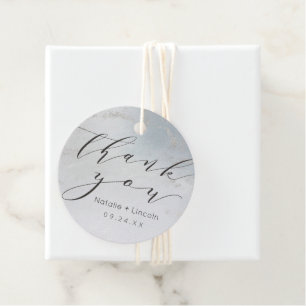 Etiquetas Para Recuerdos Ombre Dusty Blue Frost Silver Script Gracias