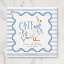 Etiquetas Para Recuerdos One Silly Goose Blue Bow 1st Birthday