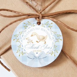 Etiquetas Para Recuerdos One Silly Goose Blue Gingham Bow Thank you