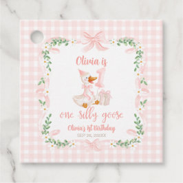 Etiquetas Para Recuerdos One Silly Goose Pink Bow Floral 1st Birthday