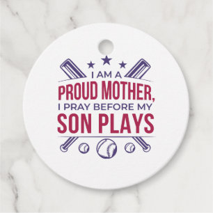Etiquetas Para Recuerdos Orgullosa Madre De Béisbol Que Rezo Antes De Jugar
