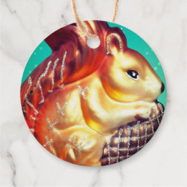 Etiquetas Para Recuerdos Ornamento vintage de ardilla y pinecona otoño invi