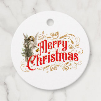 Etiquetas Para Recuerdos Ornate Angel-Merry Christmas-Retro