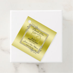 Etiquetas Para Recuerdos Oro Gem y Purpurina 50 Aniversario del Boda Dorado