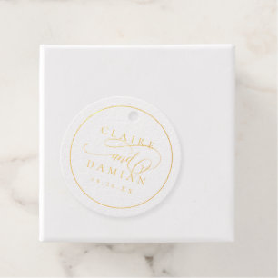 Etiquetas Para Recuerdos Oro simple elegancia romántico guión boda