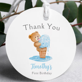 Etiquetas Para Recuerdos Osito de peluche de helado para el primer cumpleañ