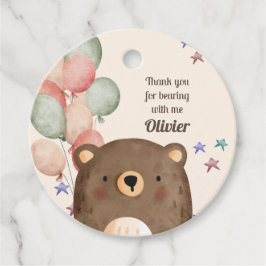 Etiquetas Para Recuerdos oso acuarela con globos cumpleaños Gracias