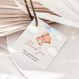 Etiquetas Para Recuerdos Oso bebé, Oso de peluche, Globos azules, Baby Show