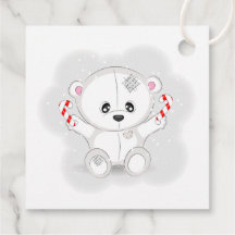 Oso Blanco Adorable con Bastones de Caramelo