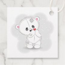 Oso Blanco Adorable Sosteniendo Corazón