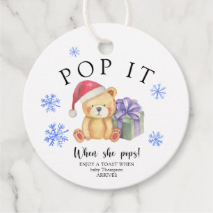 Etiquetas Para Recuerdos Oso de invierno con regalo de Navidad - ¡Pop!