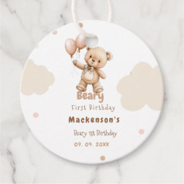 Etiquetas Para Recuerdos Oso de peluche Beary First Balloon Boy cumpleaños 
