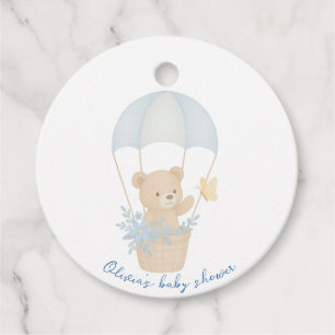 Etiquetas Para Recuerdos Oso de peluche con Baby Shower paracaidista