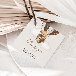 Etiquetas Para Recuerdos Oso de peluche, Globo aerostático marrón, Baby Sho