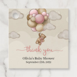 Etiquetas Para Recuerdos Oso de peluche globos de marfil marrón rosa ducha
