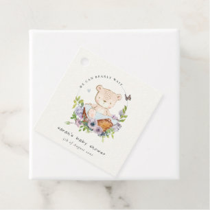 Etiquetas Para Recuerdos Oso De Teddy Cuidadoso En Baby Shower Azul De La C