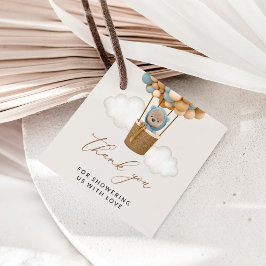 Etiquetas Para Recuerdos Oso, globos azules, globo de aire caliente, Baby S