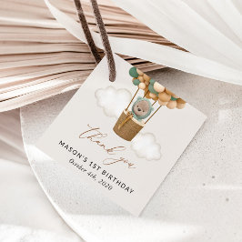 Etiquetas Para Recuerdos Oso lindo, globos verdes, primer cumpleaños