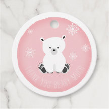 Oso Polar Snowflets Baby Shower rosa