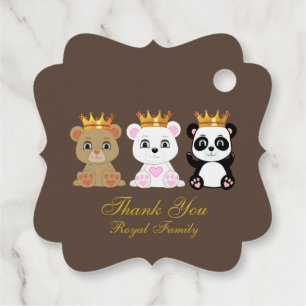 Etiquetas Para Recuerdos Osos Reyes Adorables Gracias en Marrón