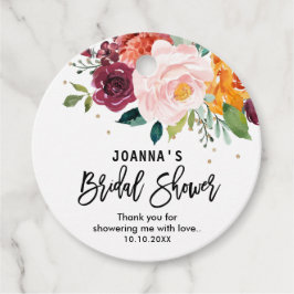 Etiquetas Para Recuerdos Otoño Borgoña Rubor Floral Blossom Bridal Shower