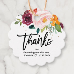 Etiquetas Para Recuerdos Otoño Borgoña Rubor Floral Blossom Bridal Shower