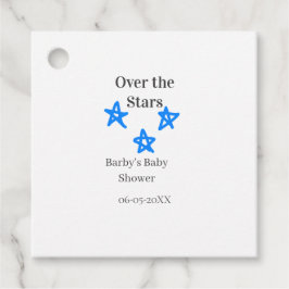 Etiquetas Para Recuerdos Over the Stars blue gray baby shower name date ele