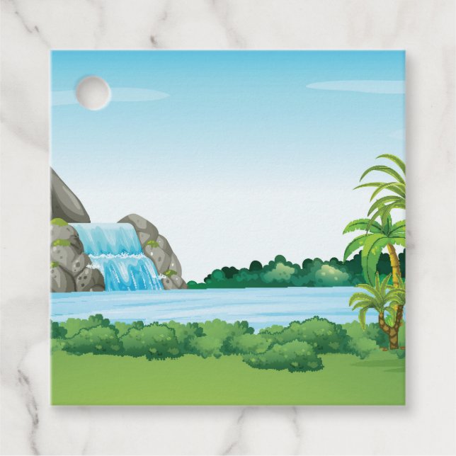 Etiquetas Para Recuerdos Paisaje de cascada (Anverso)