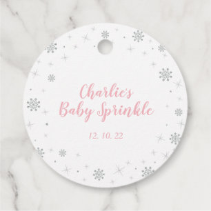 Etiquetas Para Recuerdos Paisaje Invernal de Plata y Rosa Sprinkle para Niñ