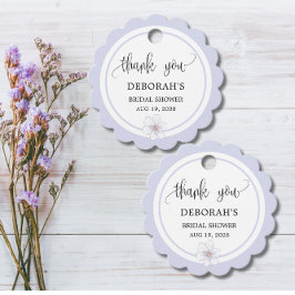 Etiquetas Para Recuerdos Pale Lilac Bridal Shower Round Scallops