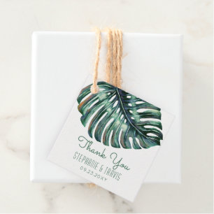 Etiquetas Para Recuerdos Palm de color de agua Monstera Tropical Gracias Pl