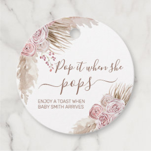 Etiquetas Para Recuerdos Pampas florales rosadas bohemias se mueven cuando