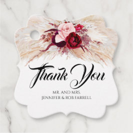 Etiquetas Para Recuerdos Pampas Grass Burgundy Red Floral Moderno Boda