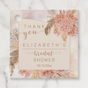 Etiquetas Para Recuerdos Pampas Grass   Hydrangeas Bridal Shower Gracias
