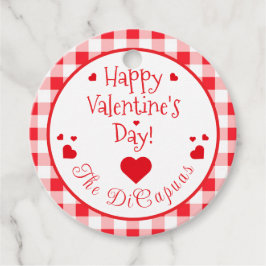 Etiquetas Para Recuerdos Papel de San Valentín de corazones rojos a cuadros