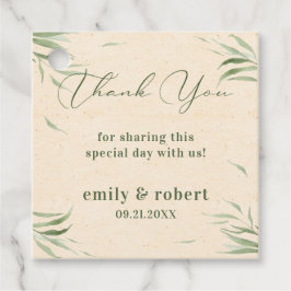 Etiquetas Para Recuerdos Papel fresco beige del follaje verde turbio