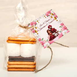 Etiquetas Para Recuerdos Pareja de novias india con favor de caricatura de 