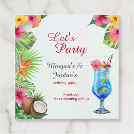 Etiquetas Para Recuerdos Parejas Tropicales de Verano Amigo Cumpleaños Conj