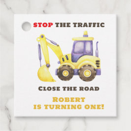Etiquetas Para Recuerdos Partido de cumpleaños de la Excavadora de Camiones