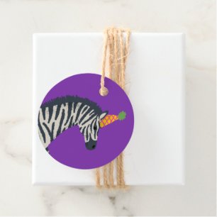 Etiquetas Para Recuerdos Partido de Cumpleaños del Animal Zebra Fiesta Púrp