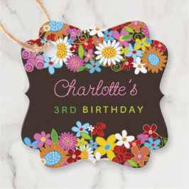 Etiquetas Para Recuerdos Partido de cumpleaños del Jardín de las Flores de 