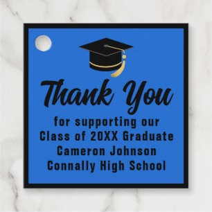 Etiquetas Para Recuerdos Partido de Graduación Personalizada Blue Black Gra