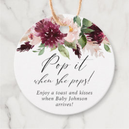 Etiquetas Para Recuerdos Pásalo cuando aparece con flores de burdeos rosas