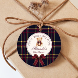 Etiquetas Para Recuerdos Pásalo cuando ella golpea Teddy Bear Red Bow