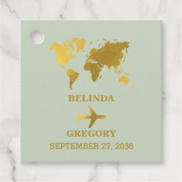 Etiquetas Para Recuerdos Pasaporte Mundial de Boda de Destino Sage Green Go