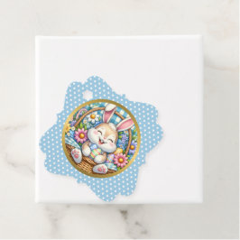 Etiquetas Para Recuerdos Pascua feliz con conejo, huevos y flores