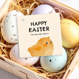 Etiquetas Para Recuerdos Pascua feliz con pollo pequeño naranja