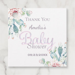 Etiquetas Para Recuerdos Pastel acuarela Cactus Baby Shower rosa