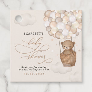 Etiquetas Para Recuerdos Pastel Brown Bear Hot Air Balloon Baby Shower
